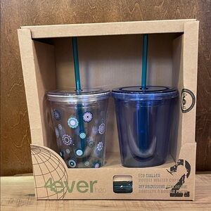 Eco Chiller Double Walled Cups - Blue and Clear